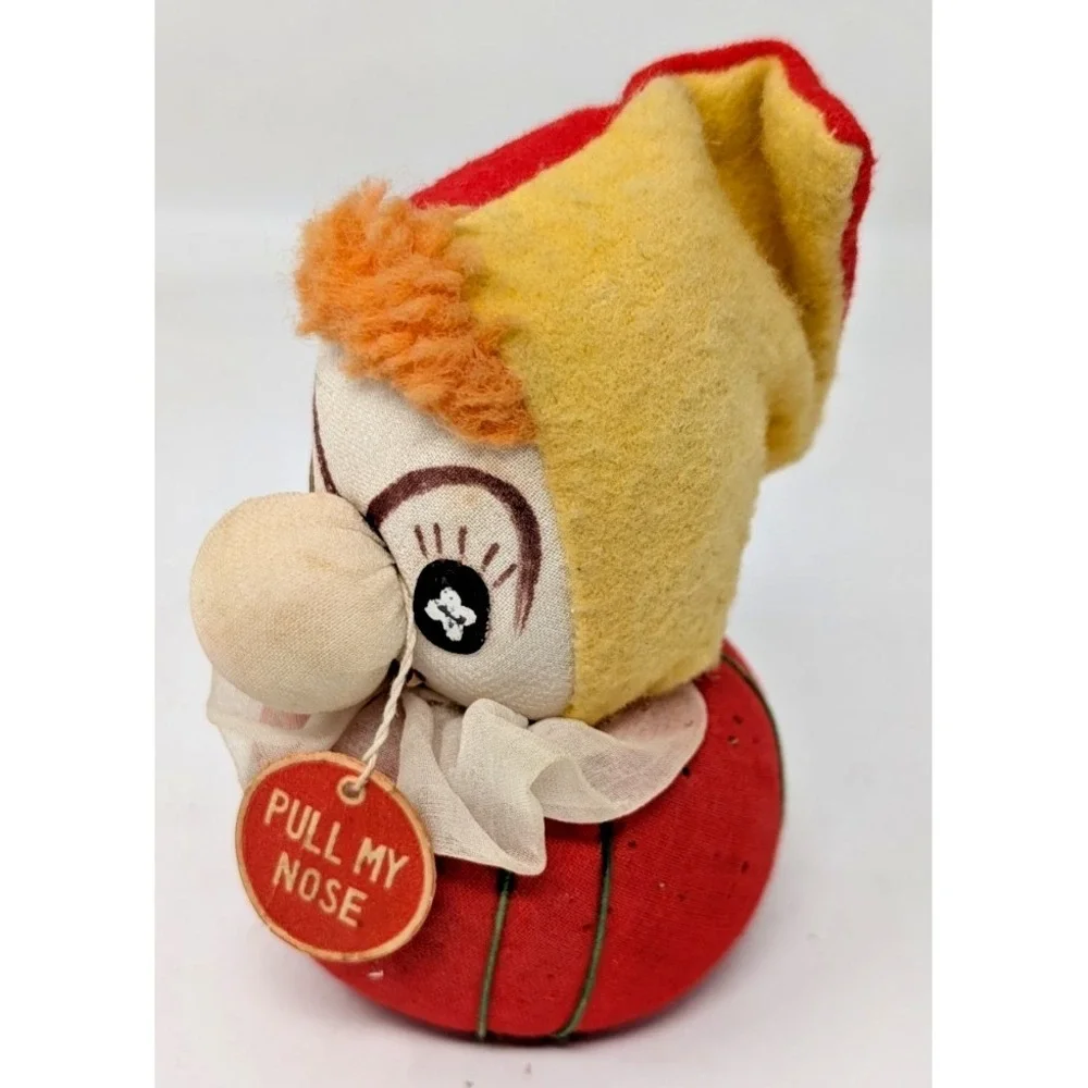 VTG Clown Girl Tape Measure Pin Cushion Doll Pull My Nose 23